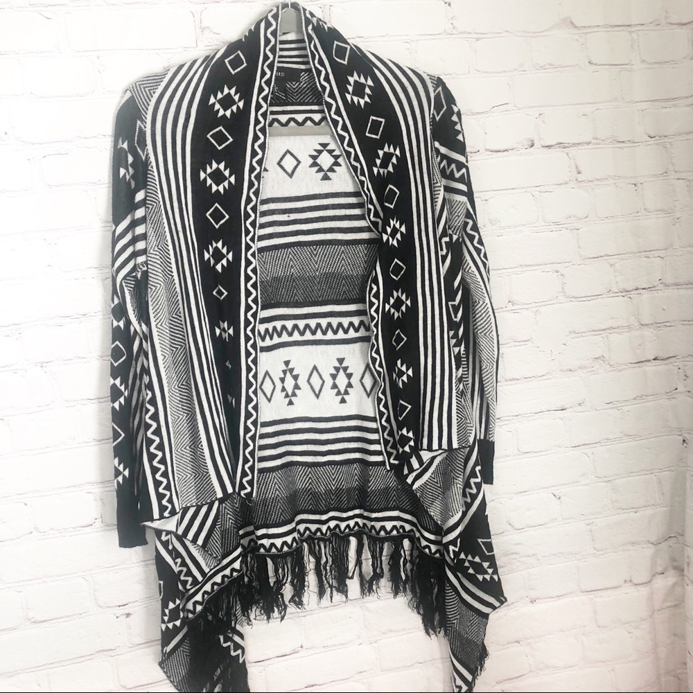 Aztec Print Open Cardigan L